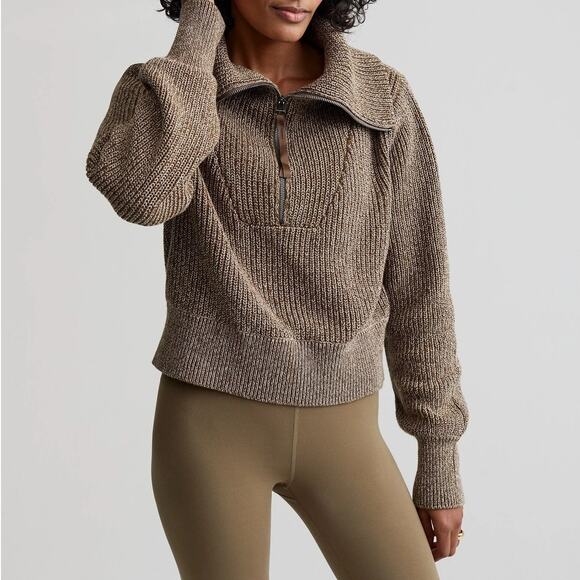 Varley Mentone Half Zip Dark Olive Speckle - Picture 11 of 11